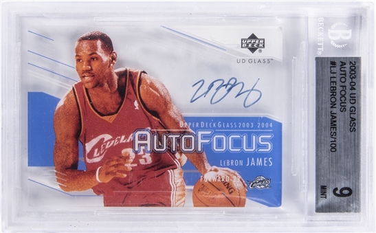2003-04 Upper Deck Glass "Auto Focus" #LJ LeBron James Signed Rookie Card - BGS MINT 9/BGS 10